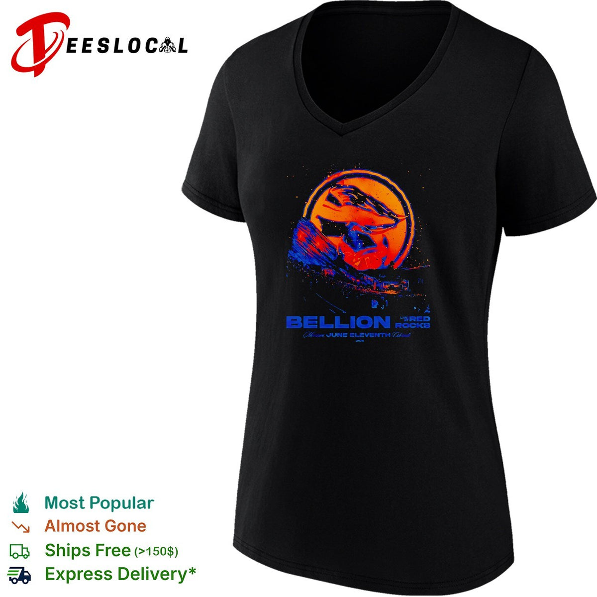 Cosmic glowing orb Red Rocks amphitheater June 11 concert blue orange art shirt