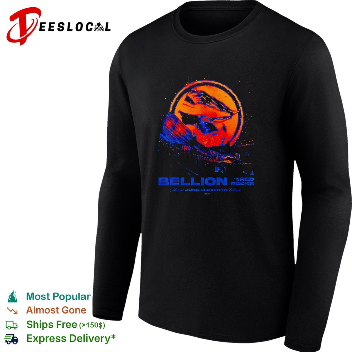 Cosmic glowing orb Red Rocks amphitheater June 11 concert blue orange art shirt