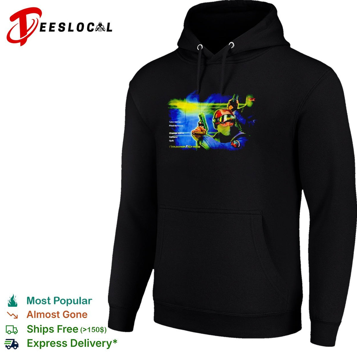 Counter Strike New Game Find Servers Change Game Options Quit Valve Gaming shirt