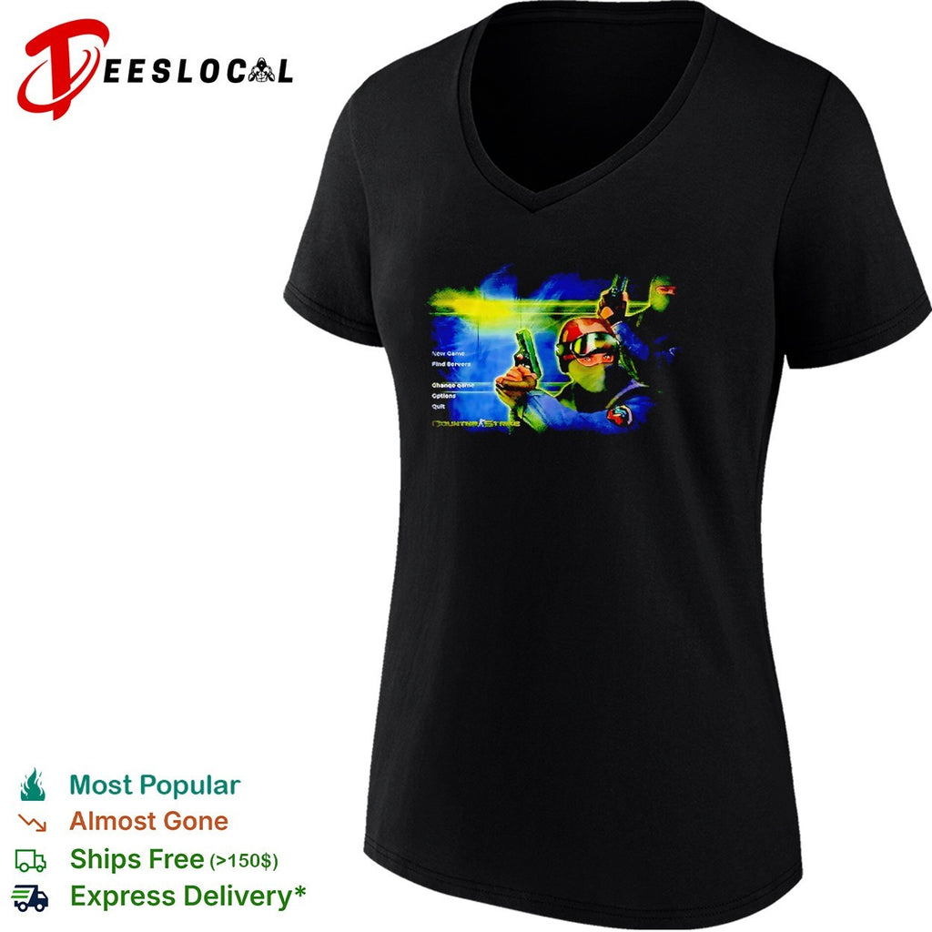 Counter Strike New Game Find Servers Change Game Options Quit Valve Gaming shirt