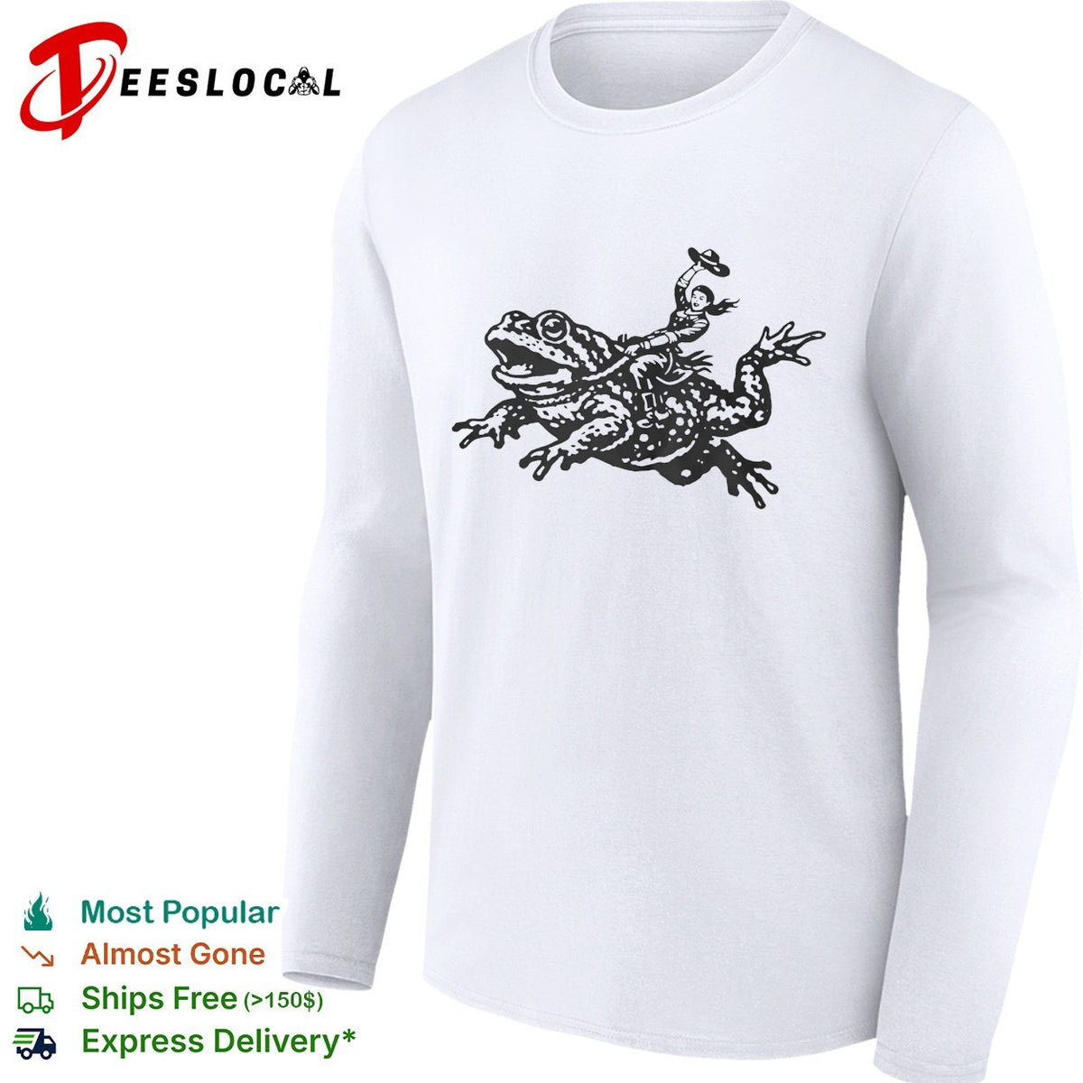 Cowgirl Riding a Toad Illustration Western Folk Art Pop Culture Apparel Shirt
