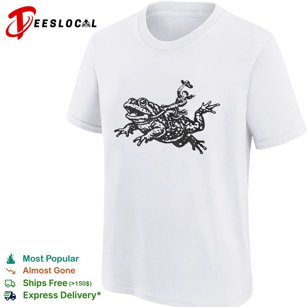 Cowgirl Riding a Toad Illustration Western Folk Art Pop Culture Apparel Shirt