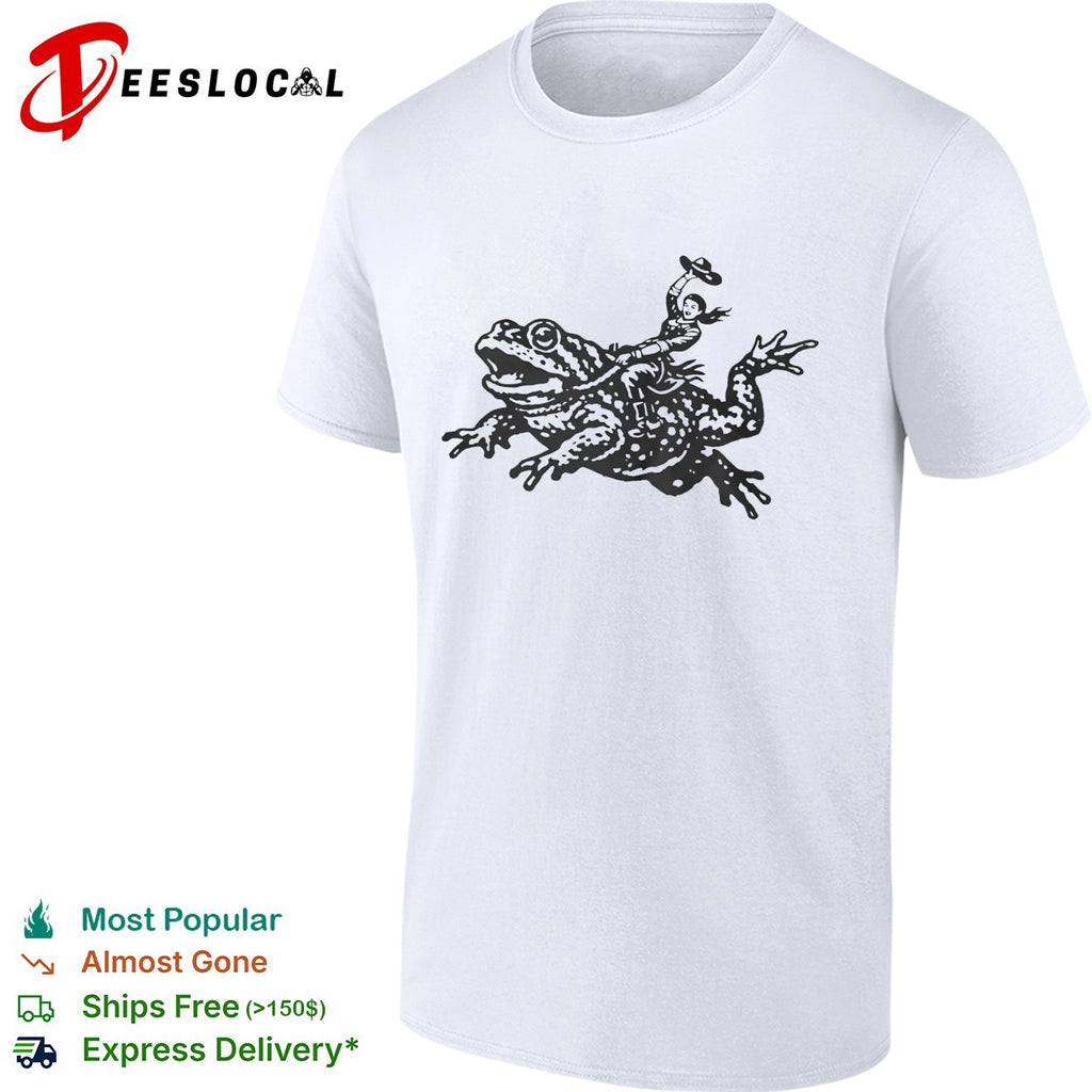 Cowgirl Riding a Toad Illustration Western Folk Art Pop Culture Apparel Shirt
