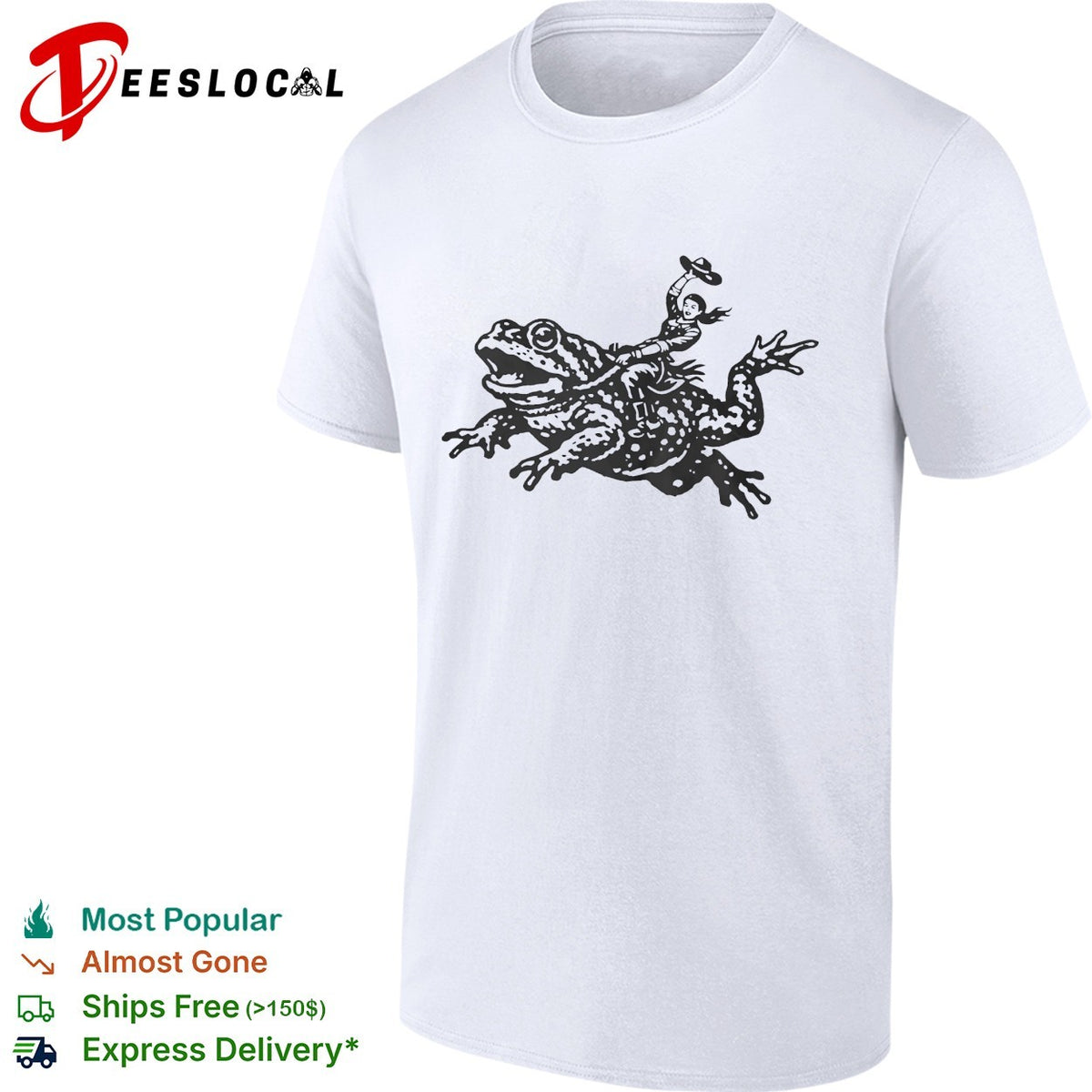 Cowgirl Riding a Toad Illustration Western Folk Art Pop Culture Apparel Shirt