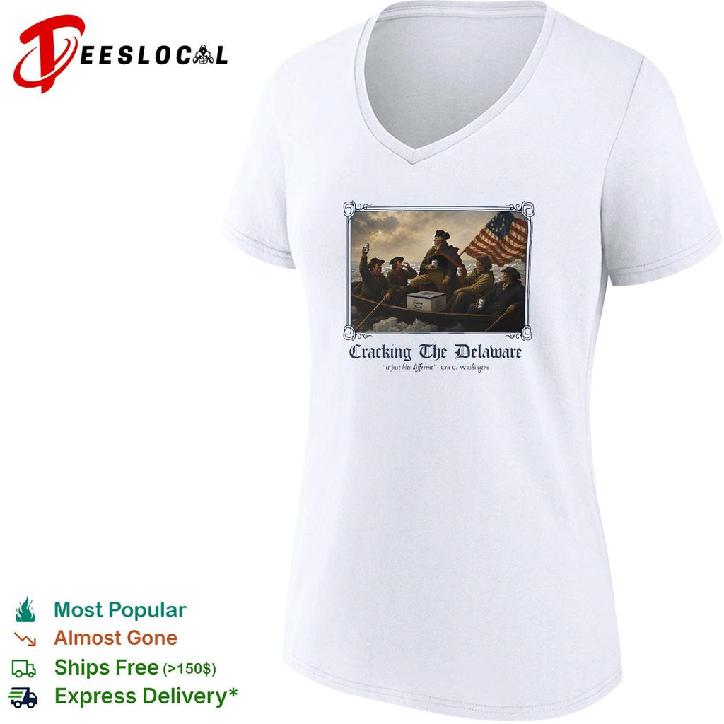 Cracking the Delaware George Washington crossing river beer parody graphic shirt