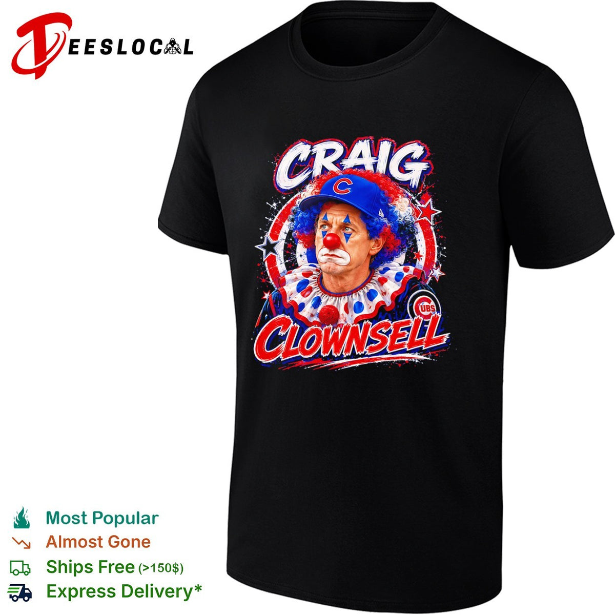 Craig Counsell Chicago Cubs clown Clownsell shirt