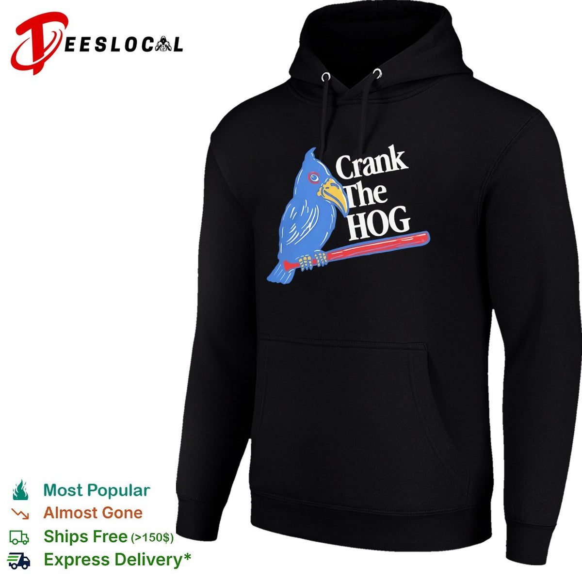 Crank The HOG Kansas Jayhawks Mascot Baseball Bird Logo NCAA University shirt