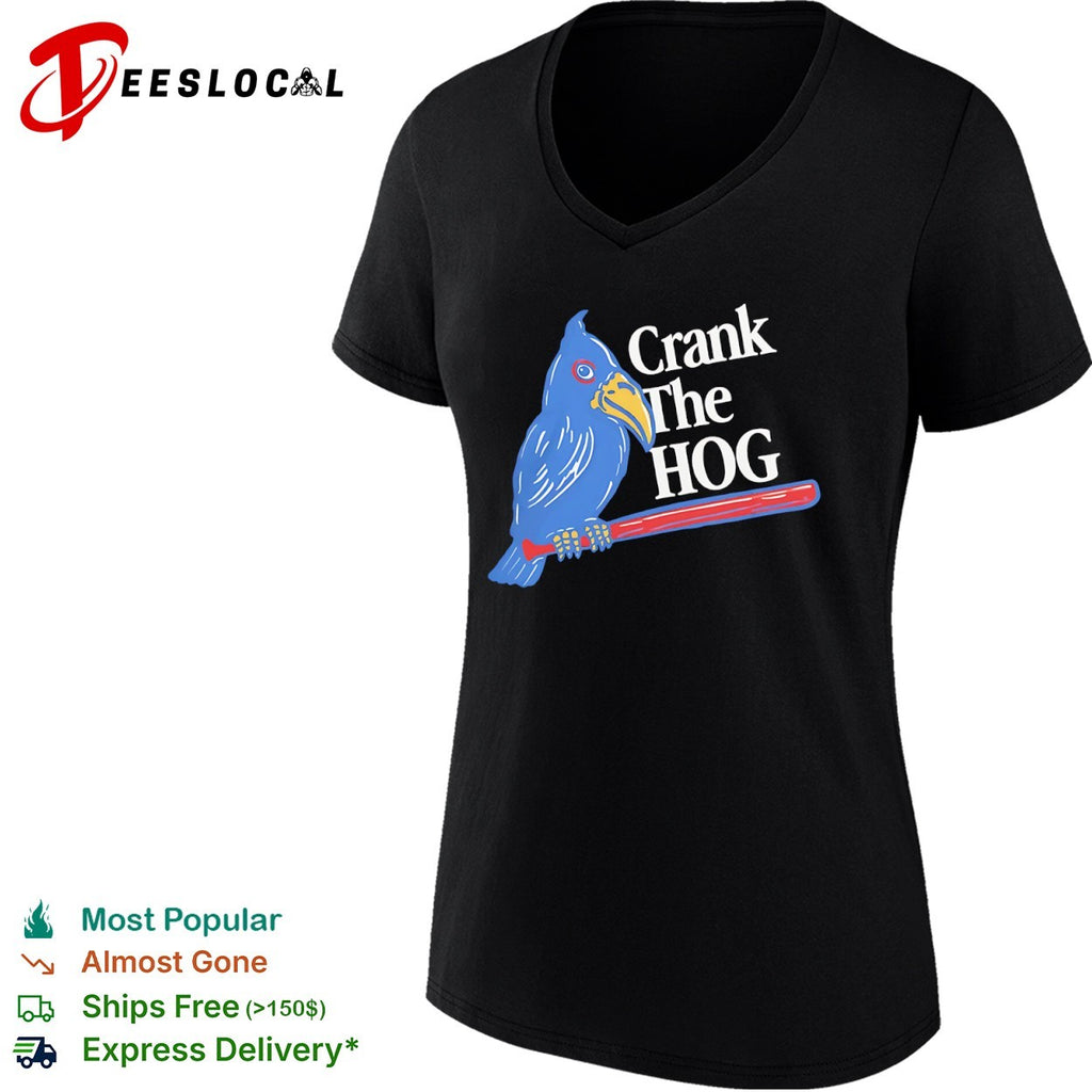 Crank The HOG Kansas Jayhawks Mascot Baseball Bird Logo NCAA University shirt