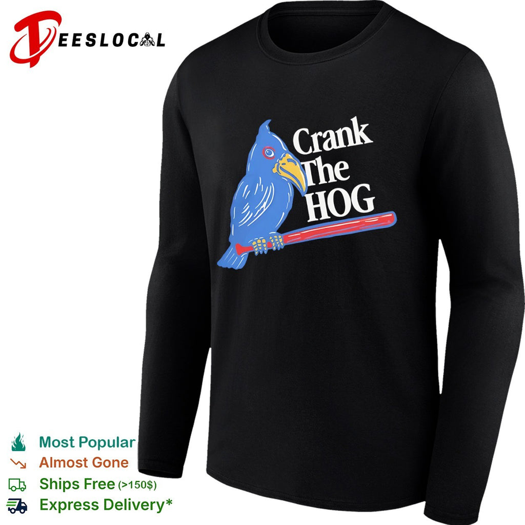 Crank The HOG Kansas Jayhawks Mascot Baseball Bird Logo NCAA University shirt