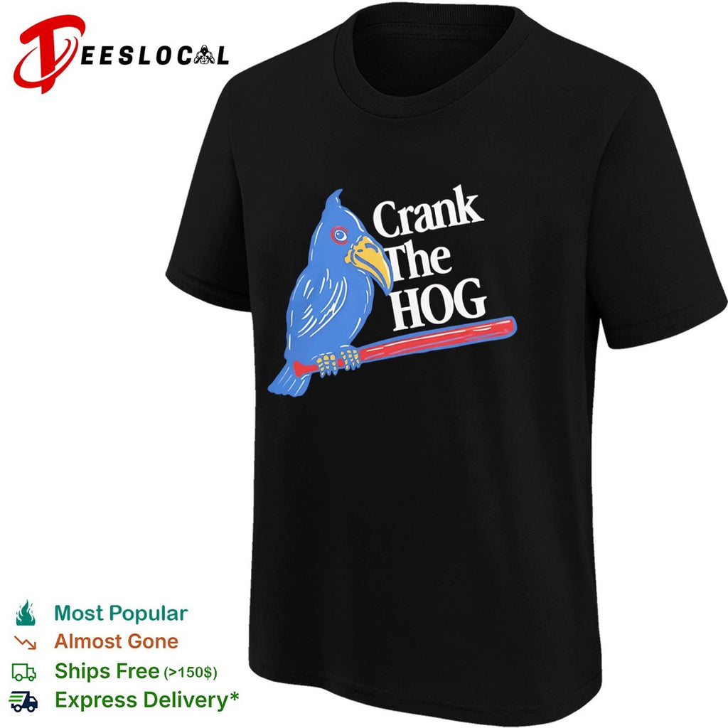 Crank The HOG Kansas Jayhawks Mascot Baseball Bird Logo NCAA University shirt