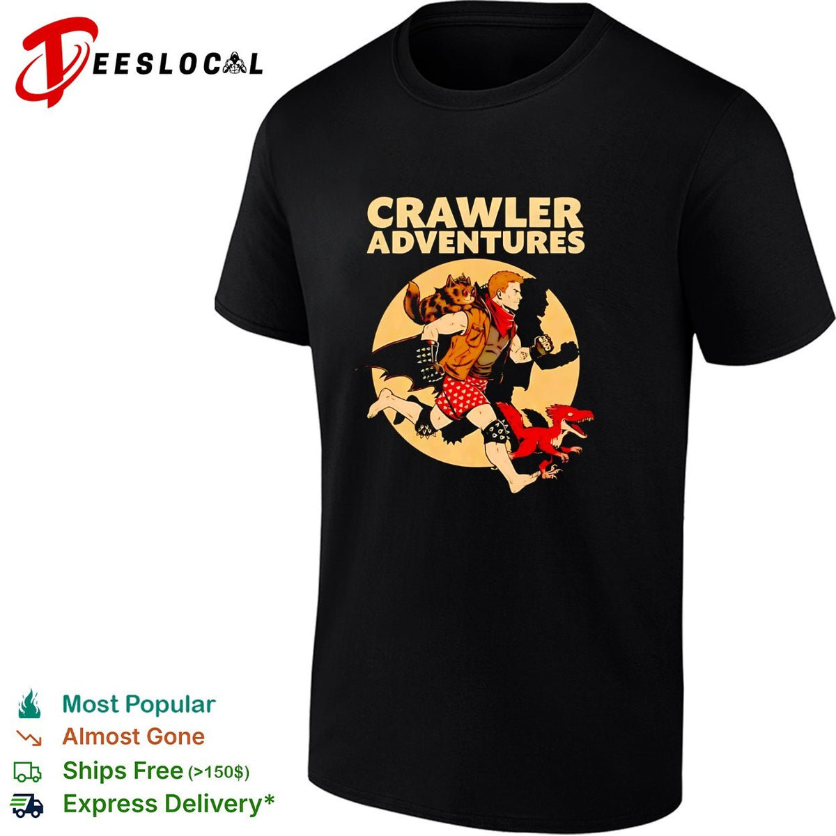 Crawler Adventures fantasy dungeon character running creatures shirt