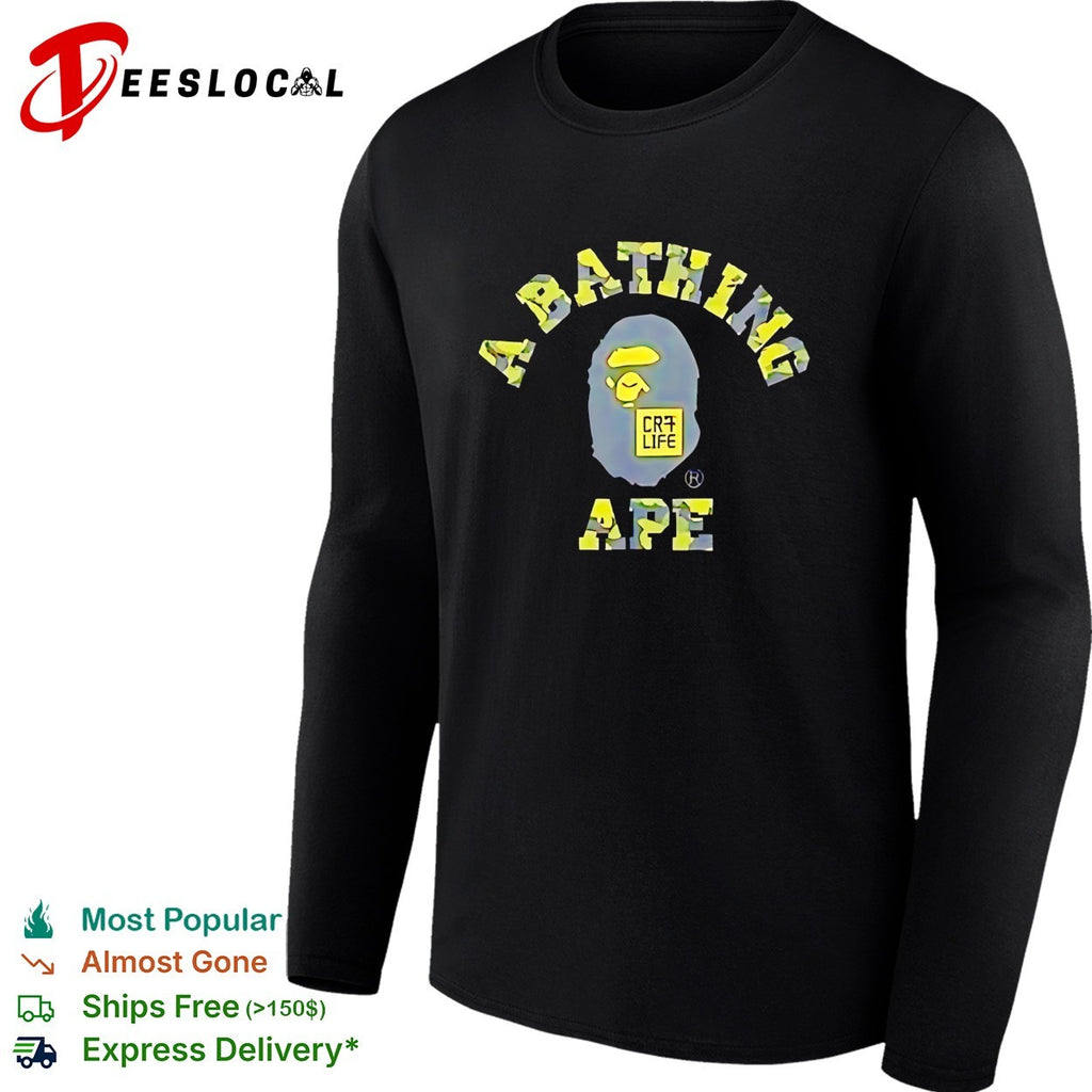 Cristiano Ronaldo CR7 Life A Bathing Ape BAPE camouflage logo cotton shirt