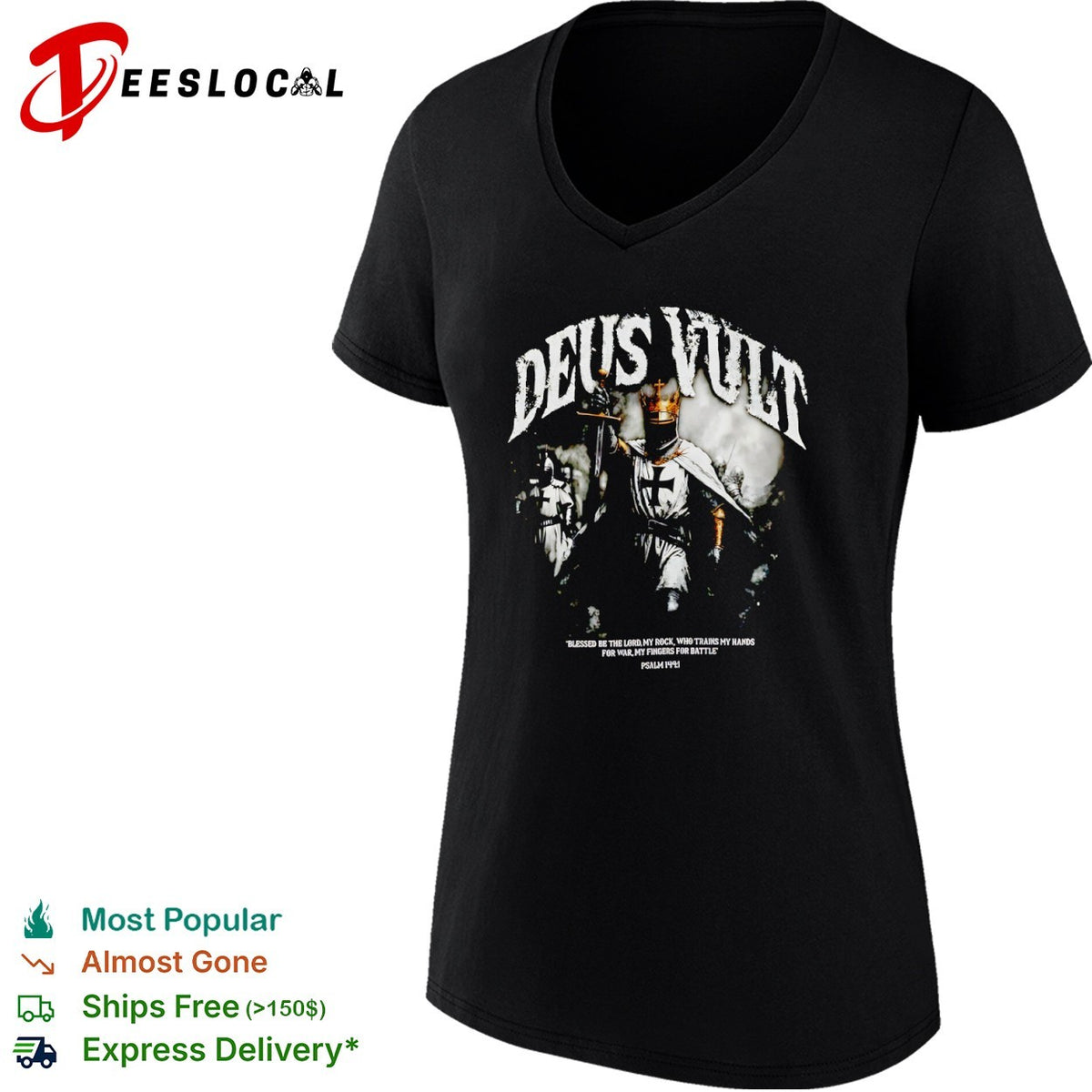 Crusader Deus Vult religious knight sword blessed be the Lord shirt