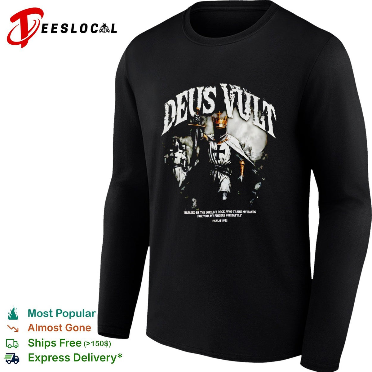 Crusader Deus Vult religious knight sword blessed be the Lord shirt