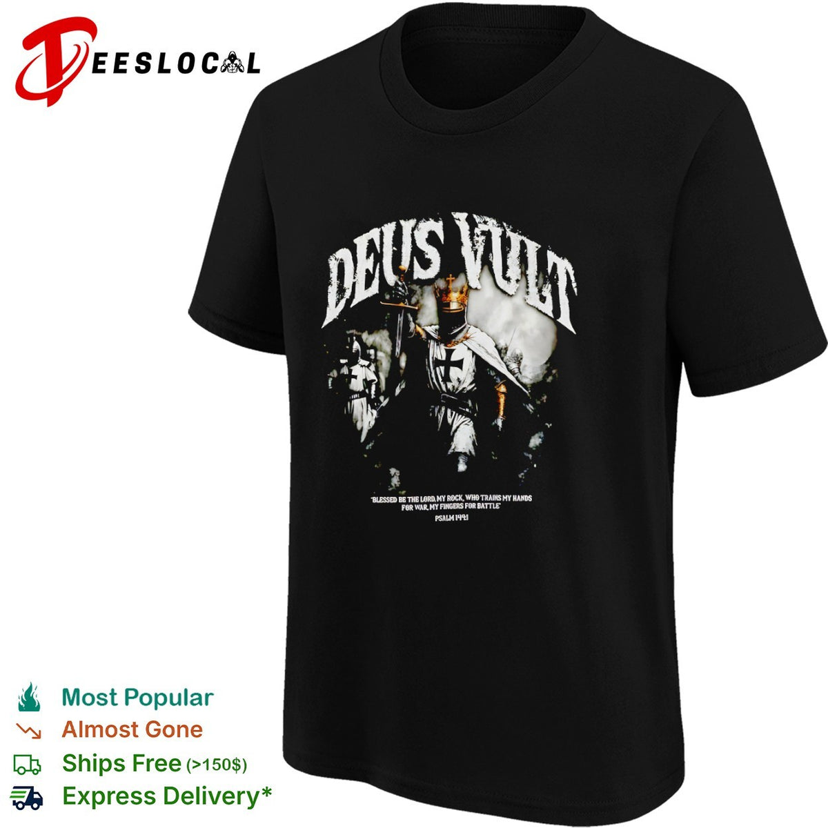 Crusader Deus Vult religious knight sword blessed be the Lord shirt