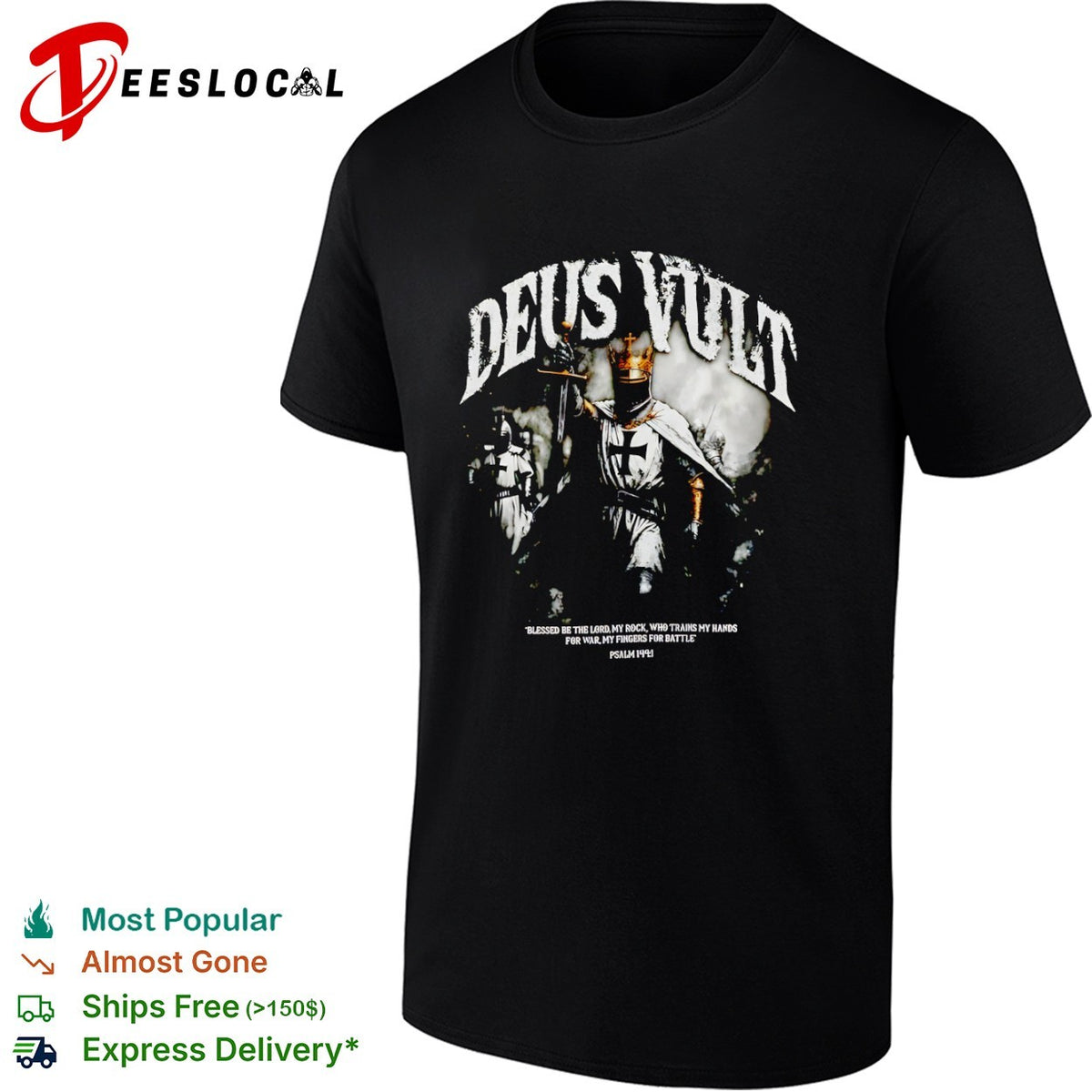 Crusader Deus Vult religious knight sword blessed be the Lord shirt