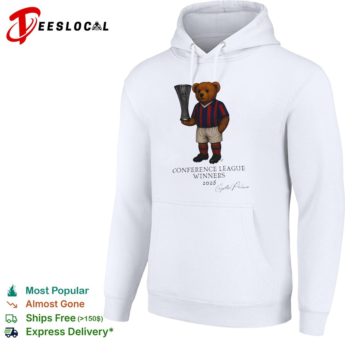 Crystal Palace 2026 Conference League Winners teddy bear illustration football shirt