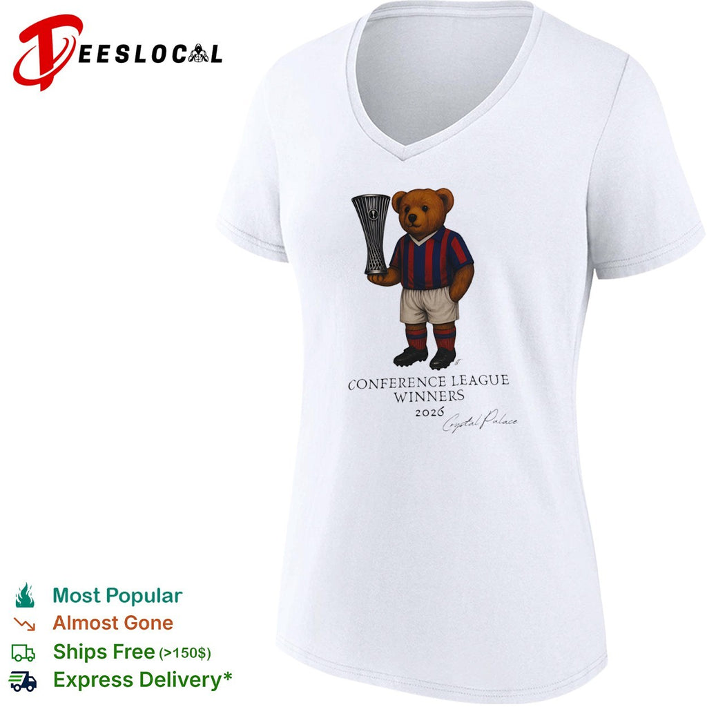 Crystal Palace 2026 Conference League Winners teddy bear illustration football shirt