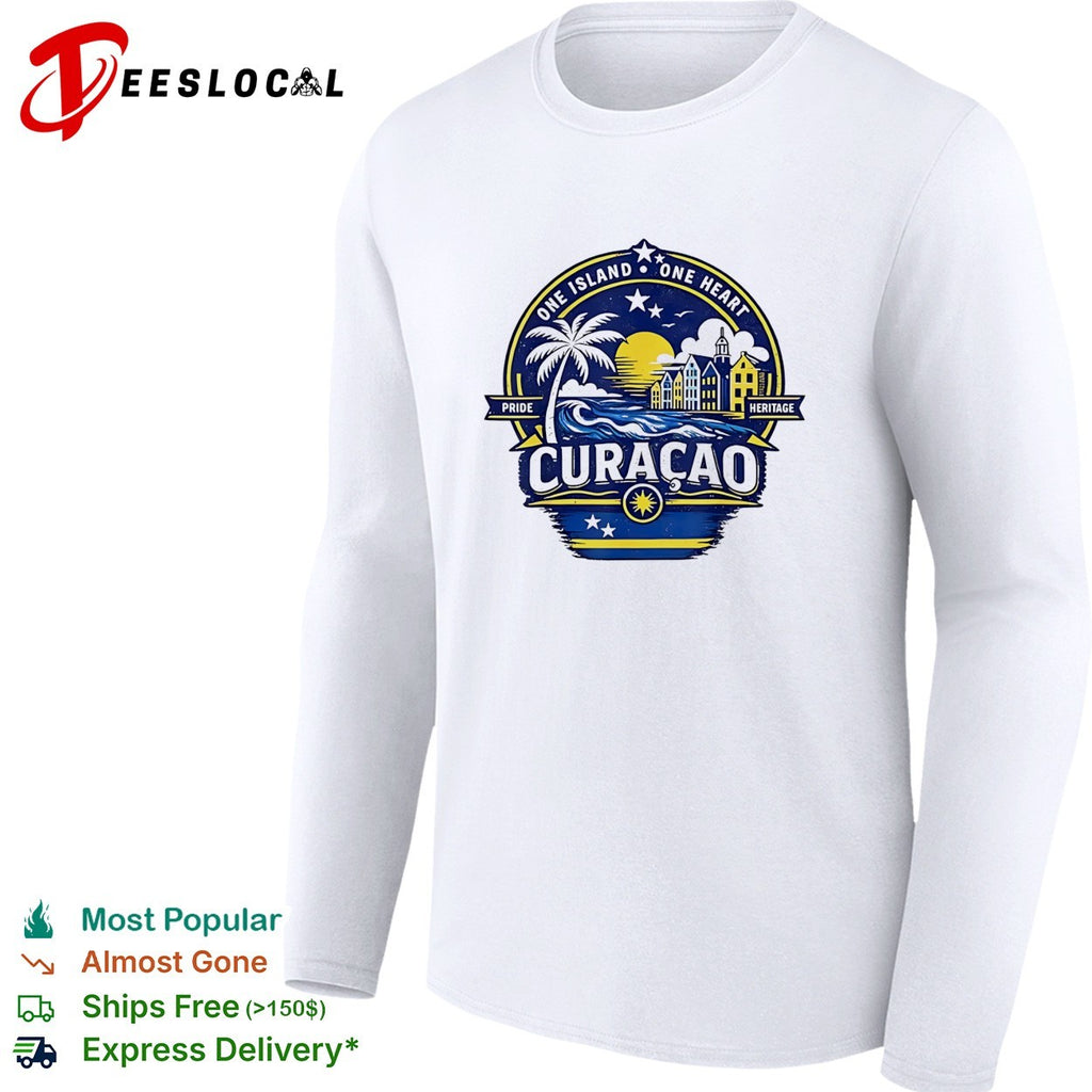 Curaçao one island one heart pride heritage tropical island emblem art shirt