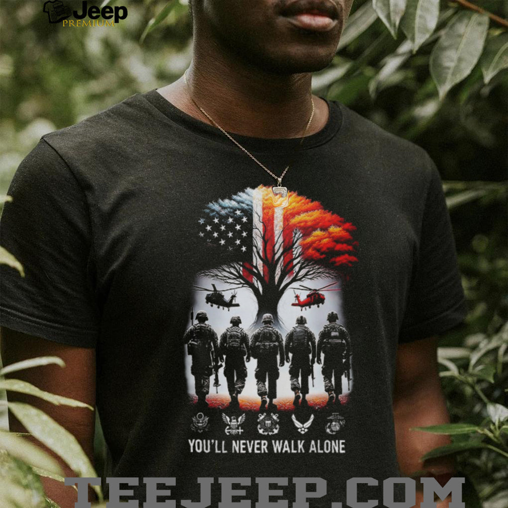 Custom US Army Veteran You’ll Never Walk Alone Patriotic Back Print