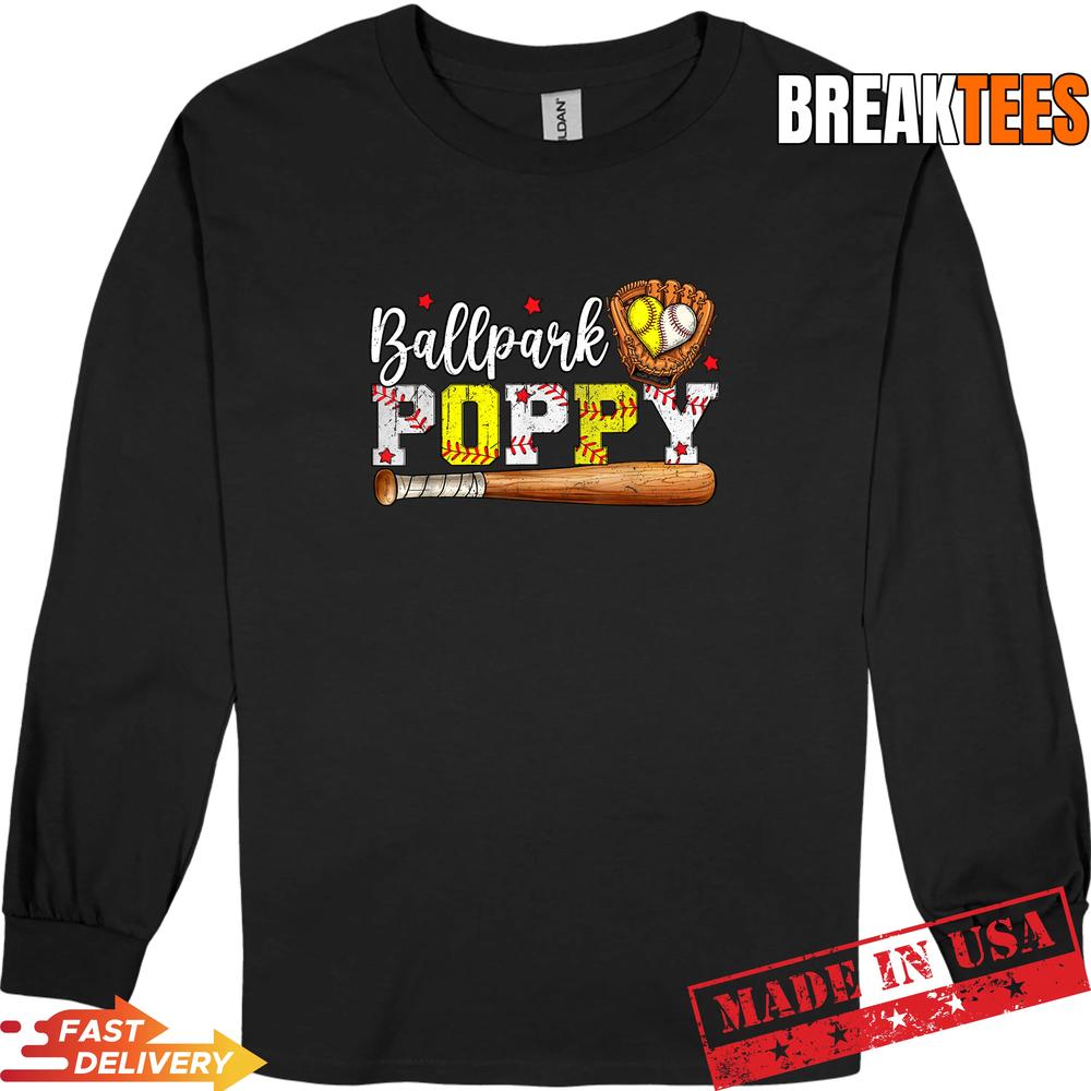 Cute Ballpark Poppy Softball Poppy Baseball Poppy Graphic T-Shirt