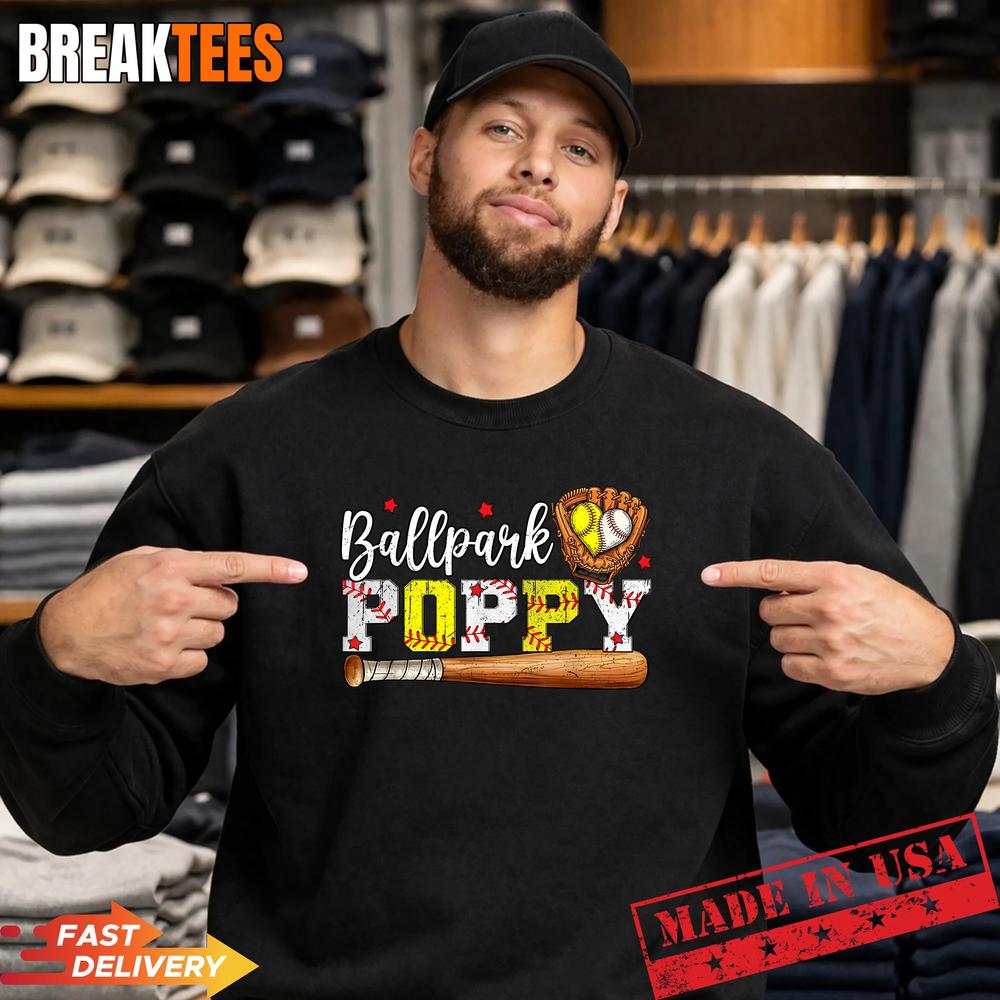 Cute Ballpark Poppy Softball Poppy Baseball Poppy Graphic T-Shirt