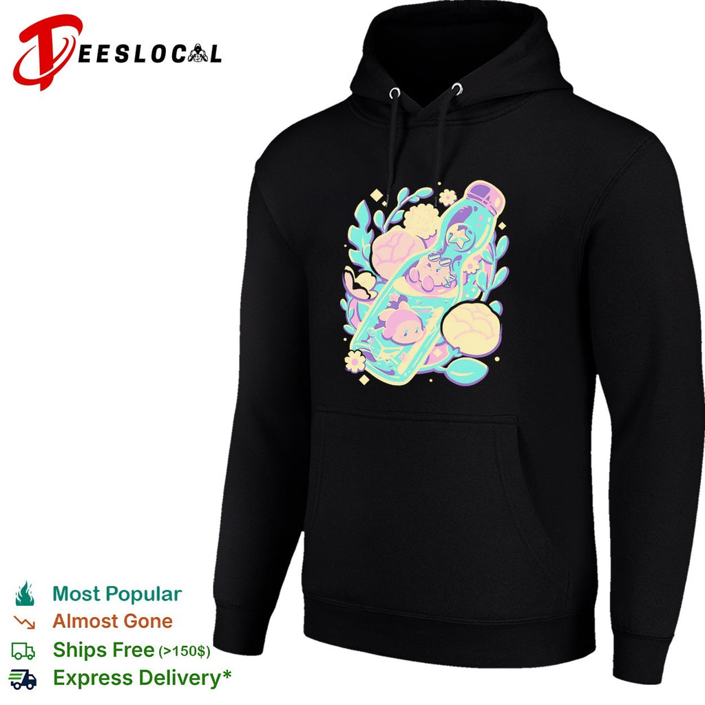Cute animals sleeping in bottle floral kawaii pastel art shirt