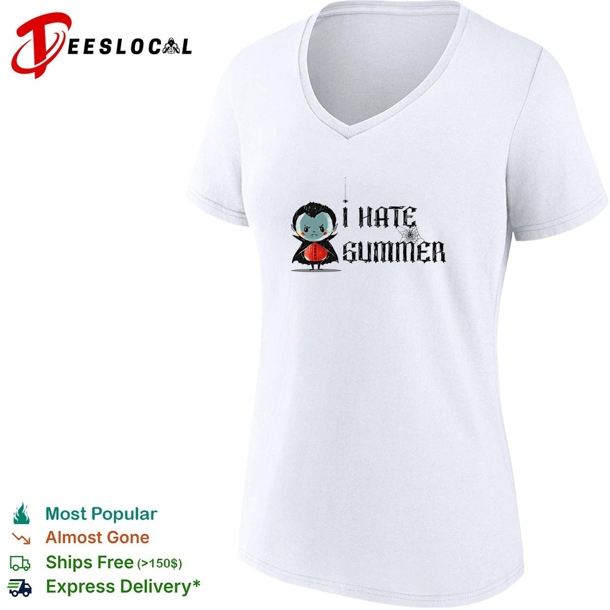 Cute vampire I hate summer Halloween humor shirt