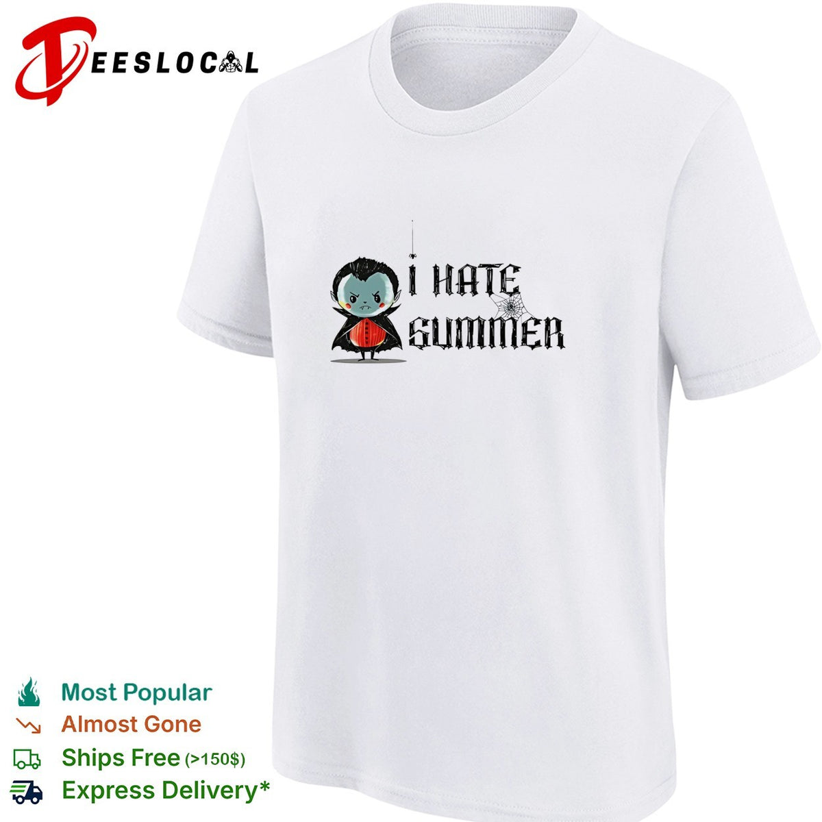 Cute vampire I hate summer Halloween humor shirt