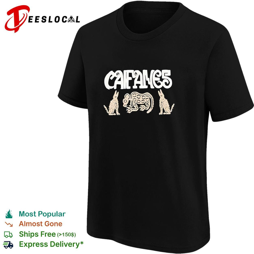 Caifanes rabbit and armadillo Aztec folk art illustration black graphic shirt
