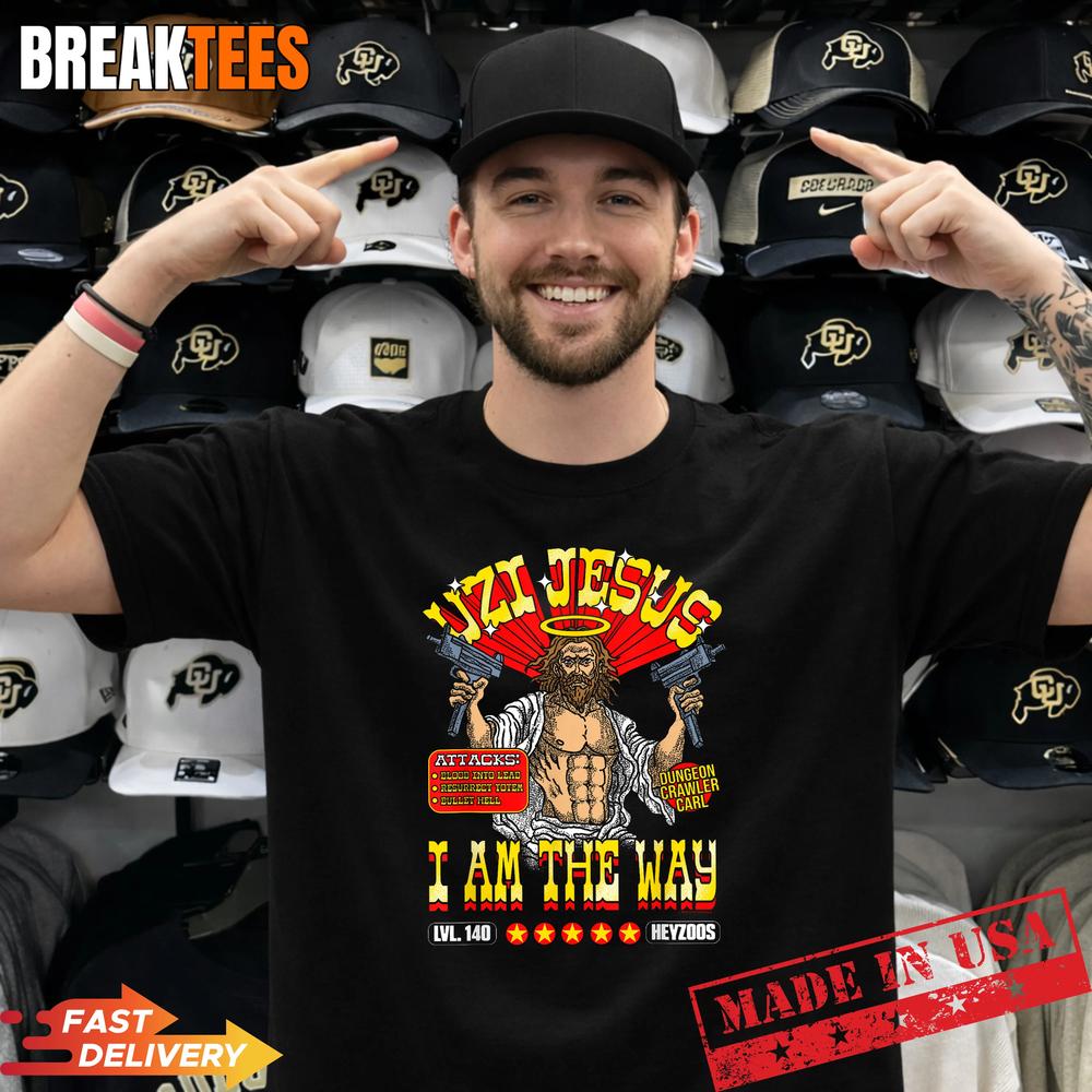DCC Uzi Jesus I Am The Way Character Stats RPG Books Shirt