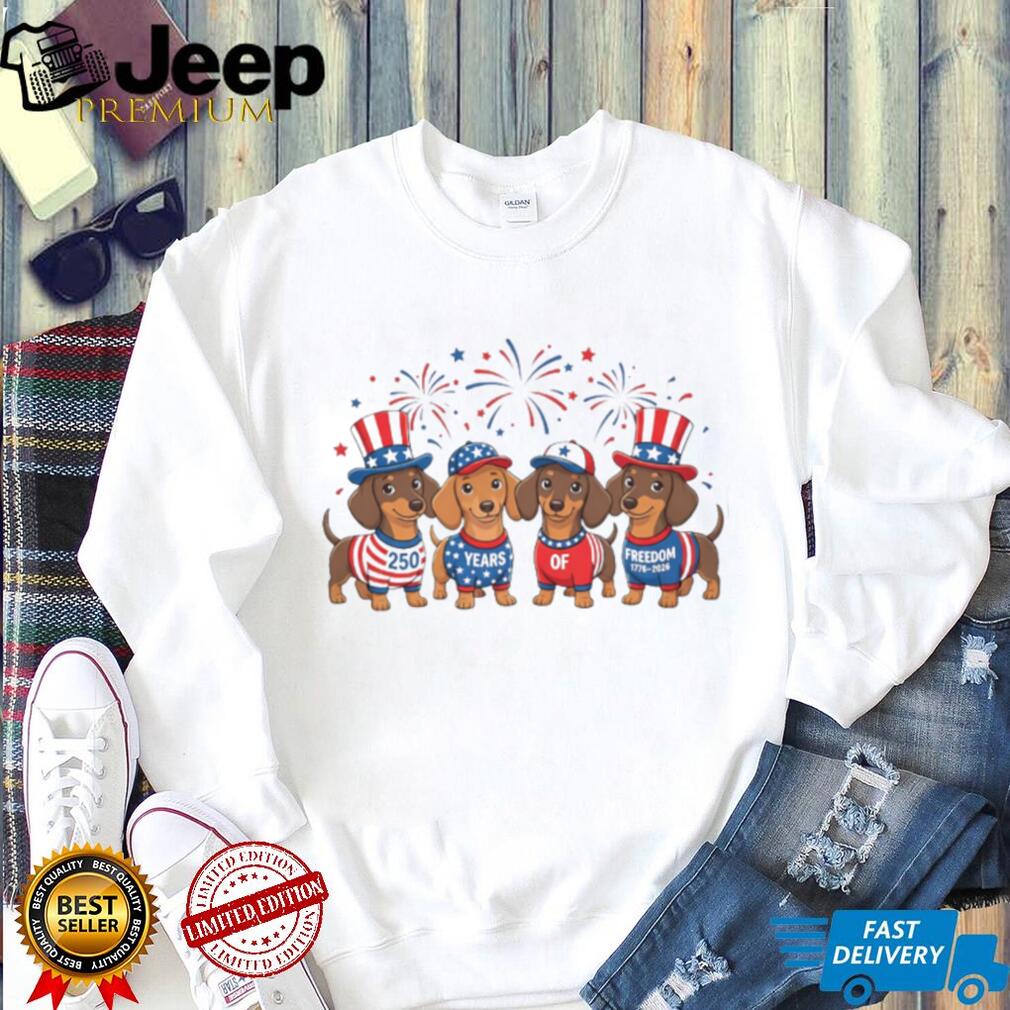 Dachshund Dogs 4th Of July 250 Years US Freedom T Shirt