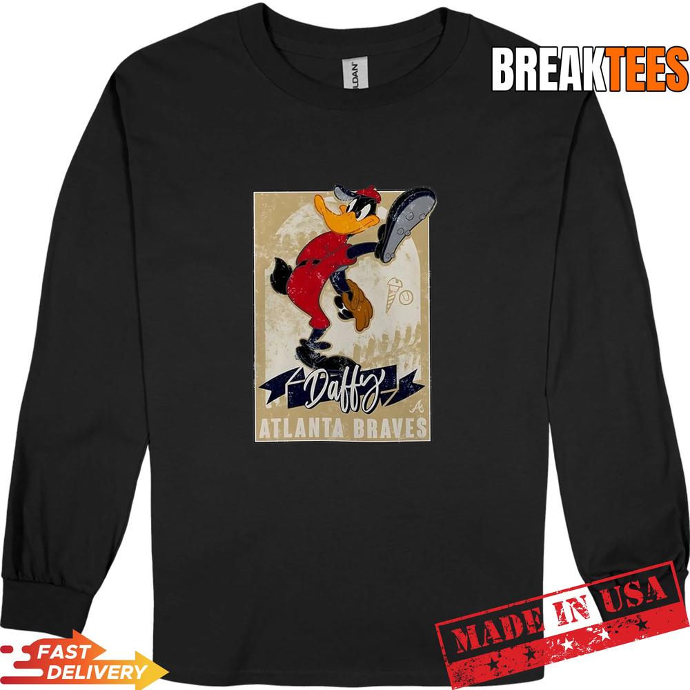 Daffy Duck Pitch Atlanta Braves Baseball Cartoon T-Shirt