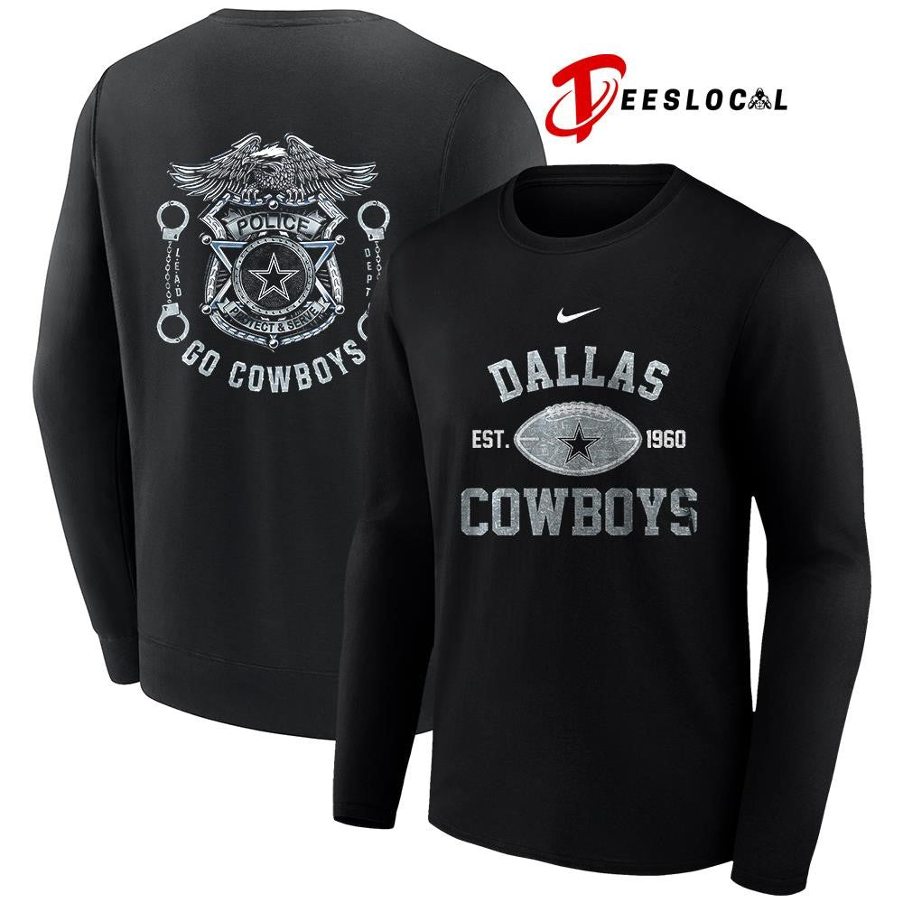 Dallas Cowboys law enforcement tribute protect and serve logo shirt