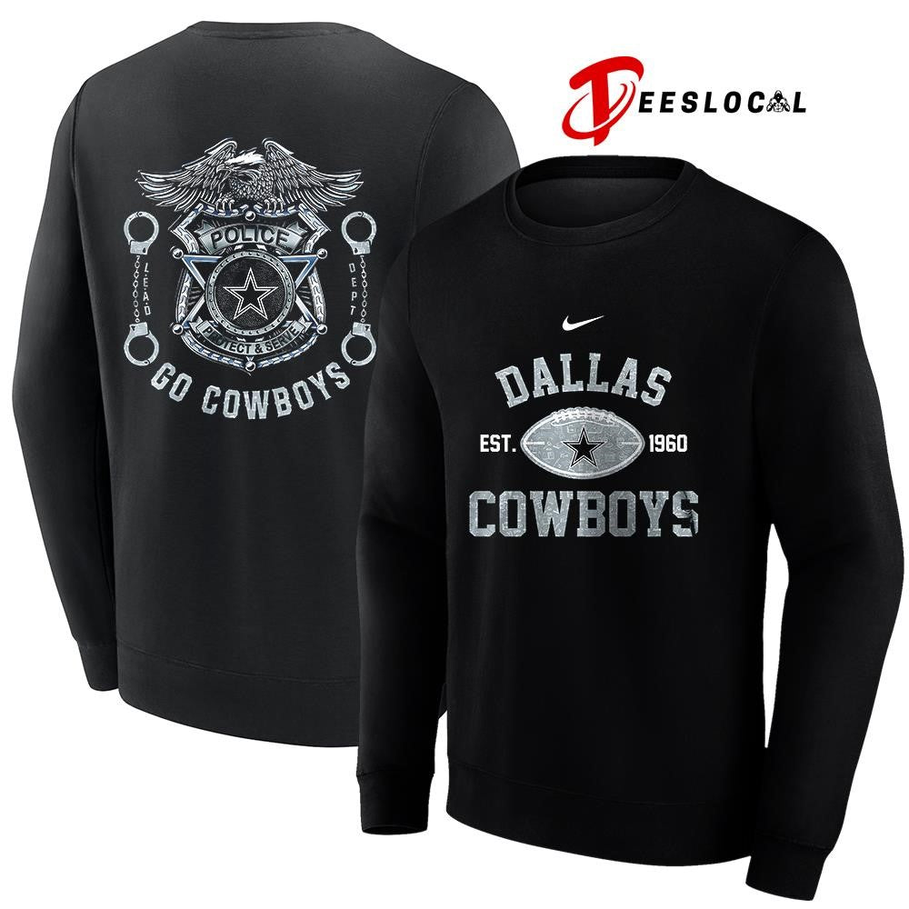 Dallas Cowboys law enforcement tribute protect and serve logo shirt
