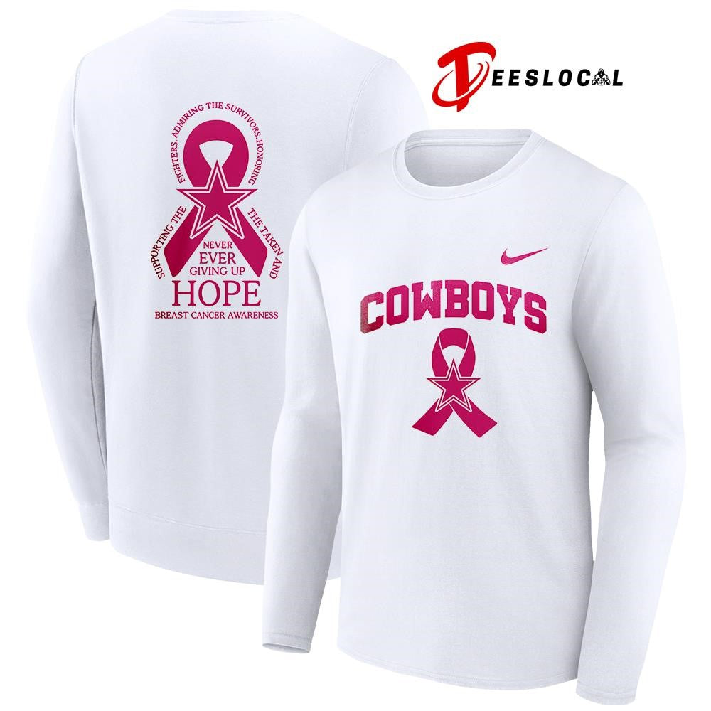 Dallas Cowboys never ever giving up hope breast cancer awareness shirt