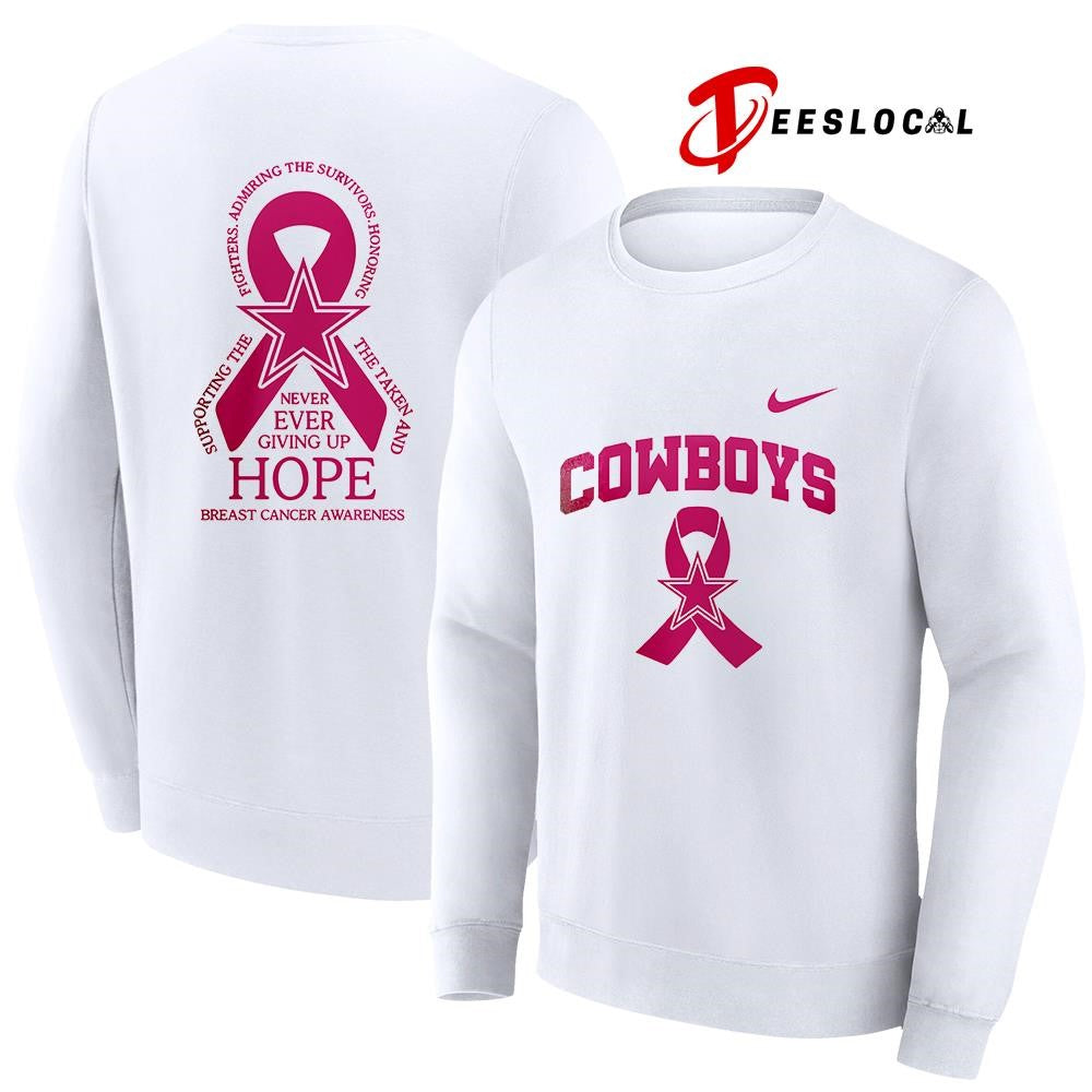 Dallas Cowboys never ever giving up hope breast cancer awareness shirt
