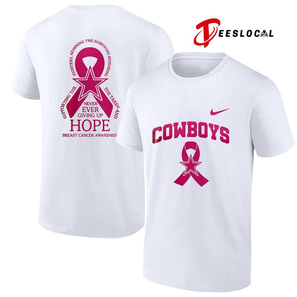 Dallas Cowboys never ever giving up hope breast cancer awareness shirt