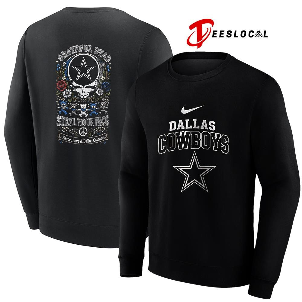 Dallas Cowboys x Grateful Dead steal your face peace love logo shirt