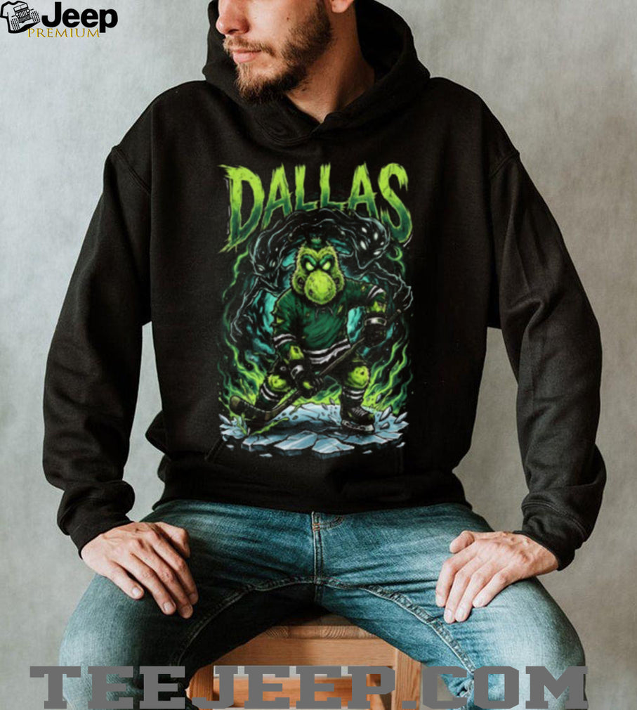 Dallas Hockey Alien Monster Mascot Ice Skating Graphic T Shirt