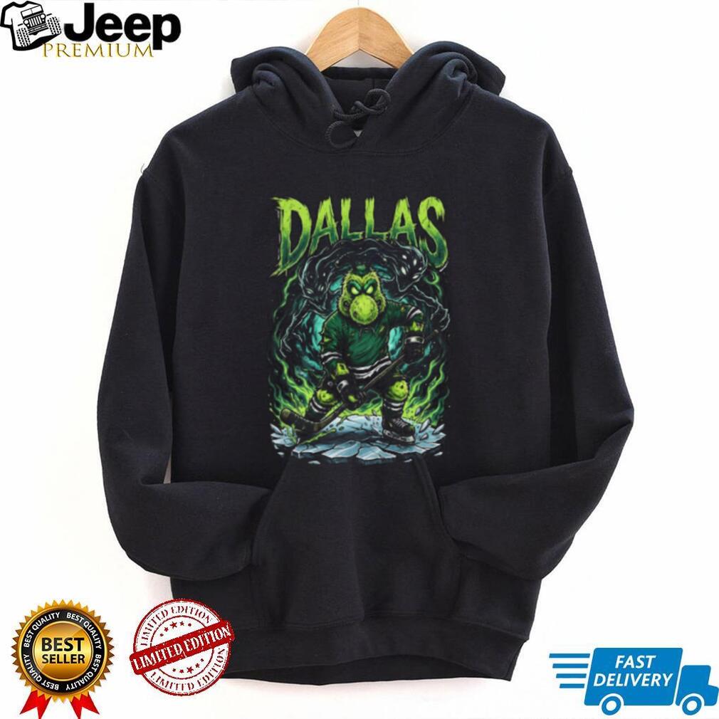 Dallas Hockey Alien Monster Mascot Ice Skating Graphic T Shirt