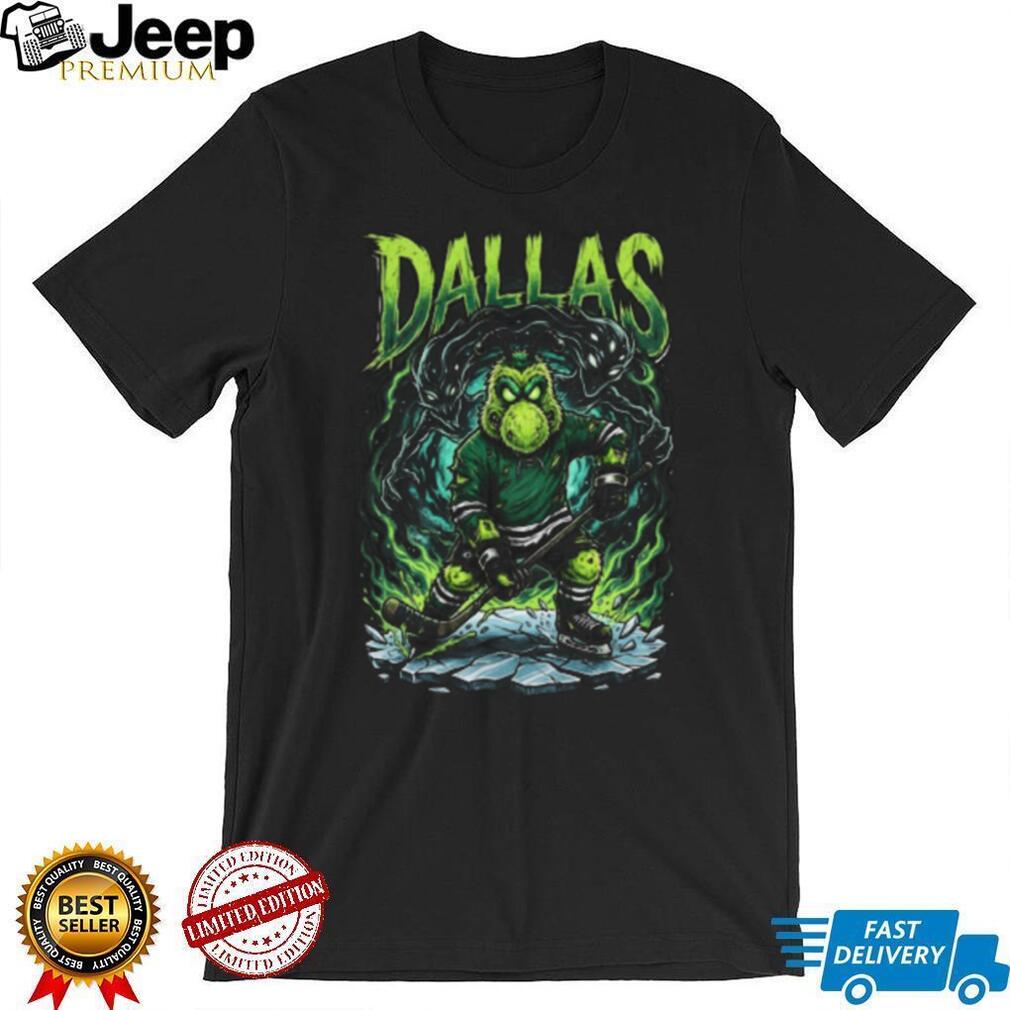 Dallas Hockey Alien Monster Mascot Ice Skating Graphic T Shirt