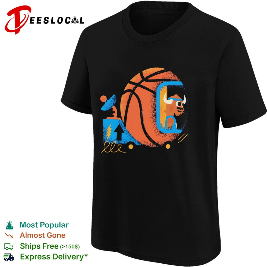 Dallas Mavericks Buffalo Mascot Driving Basketball Satellite Retro Space Fun shirt