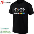 Dare be yourself rainbow skeleton dabbing design for pride celebration shirt