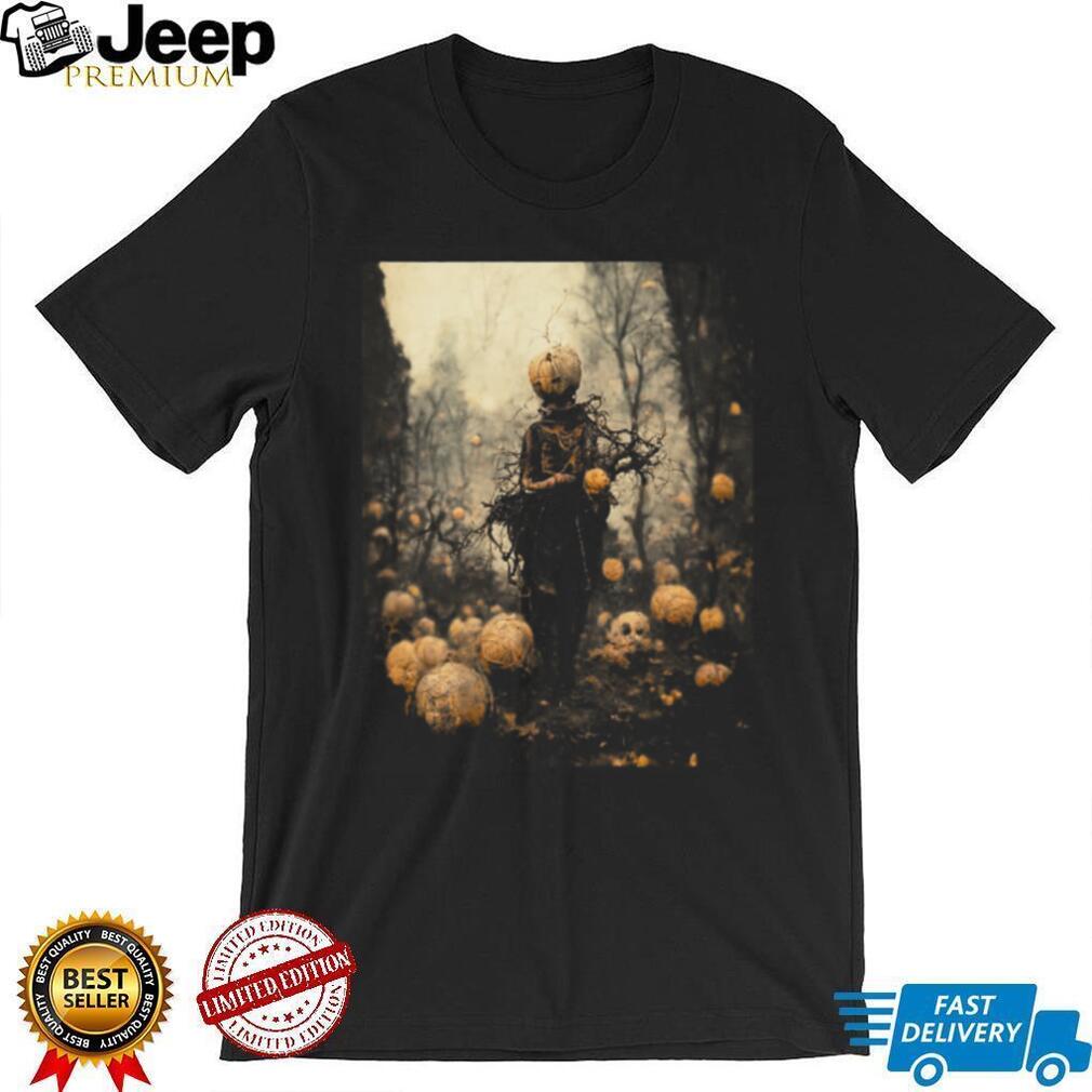 Dark Pumpkin Head Reaper Fantasy Forest Halloween Graphic T Shirt