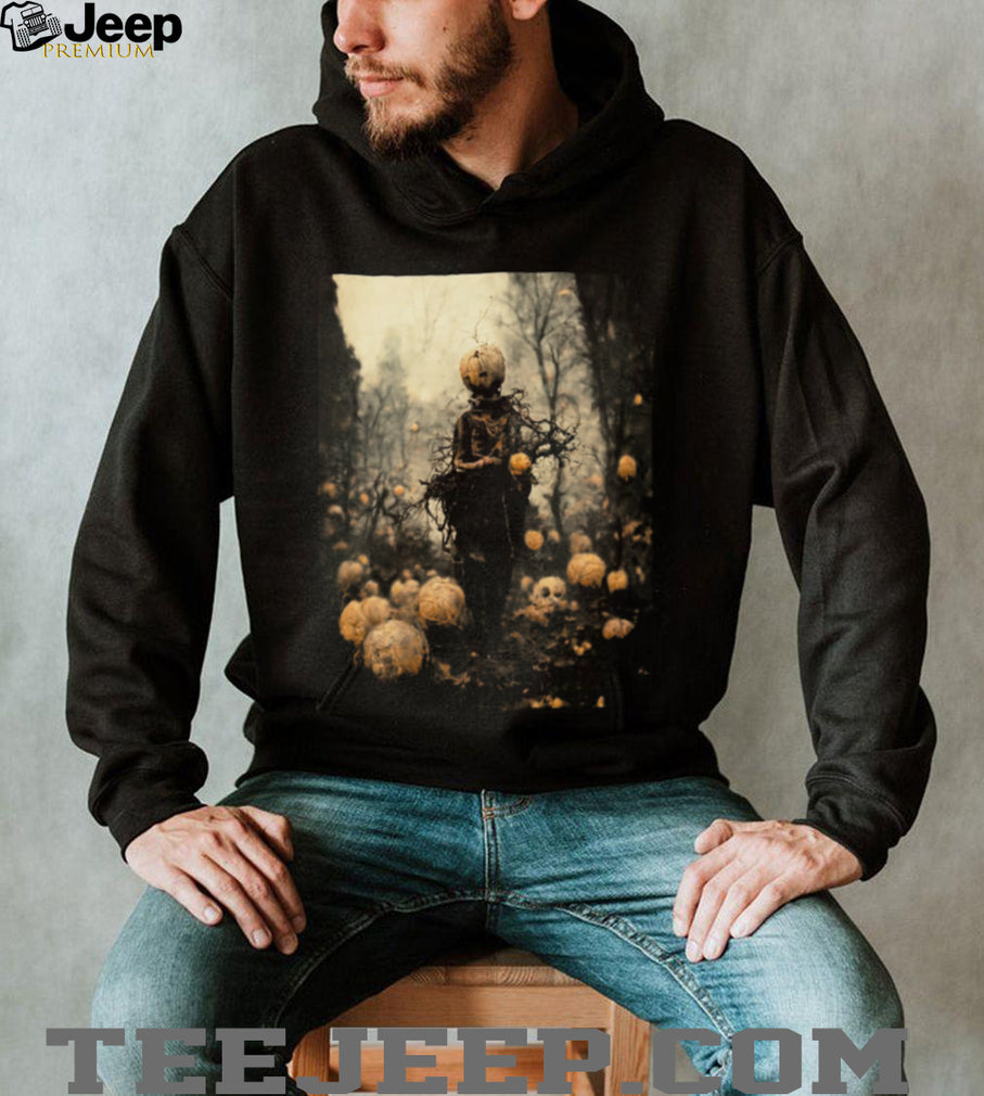 Dark Pumpkin Head Reaper Fantasy Forest Halloween Graphic T Shirt