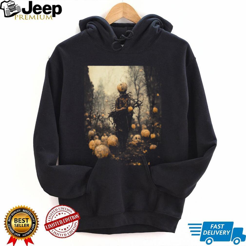 Dark Pumpkin Head Reaper Fantasy Forest Halloween Graphic T Shirt