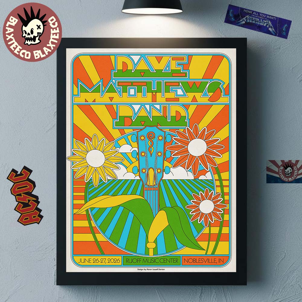 Dave Matthews Band Noblesville Indiana 2026 Event Poster At Ruoff Music Center On June 26-27 2026 Home Decor Poster Canvas