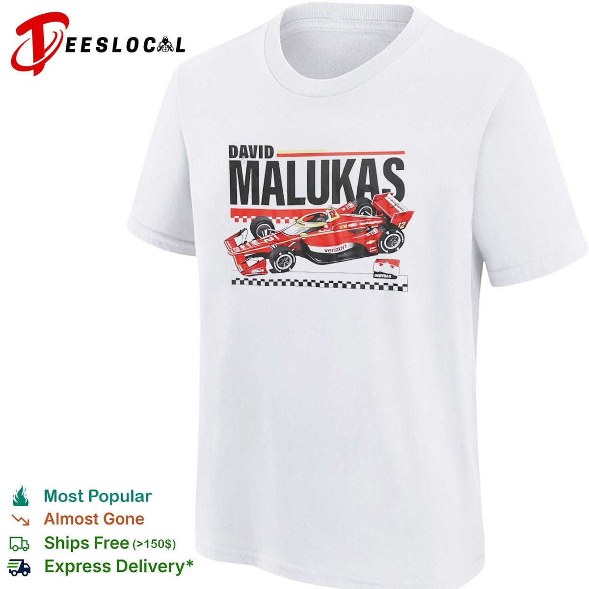 David Malukas Verizon IndyCar Series Team Penske No 12 Chevrolet Racing Car shirt