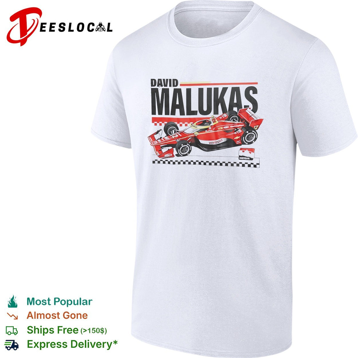 David Malukas Verizon IndyCar Series Team Penske No 12 Chevrolet Racing Car shirt